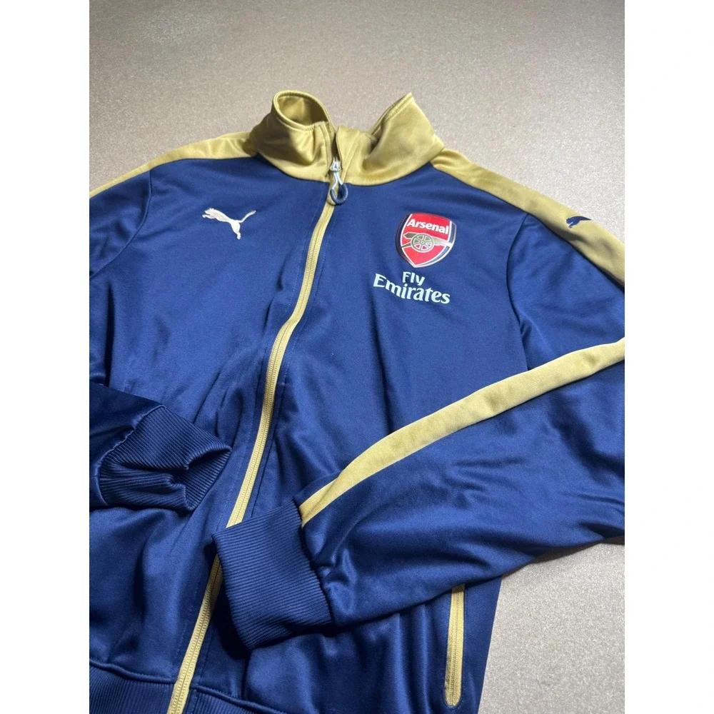 Puma Arsenal FC Track Jacket Mens Medium Navy Blue Gold Fly Emirates Full Zip